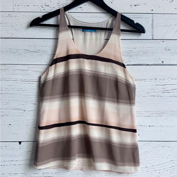 Alice + Olivia - Women's Brown Stripe Blouse Tank Top - Picture 1 of 3